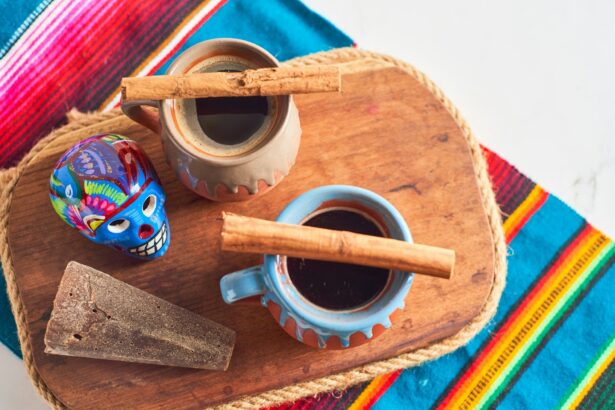 Mexican coffe clay pot with piloncillo and cinnamon, cafe de olla, hot drink from mexico